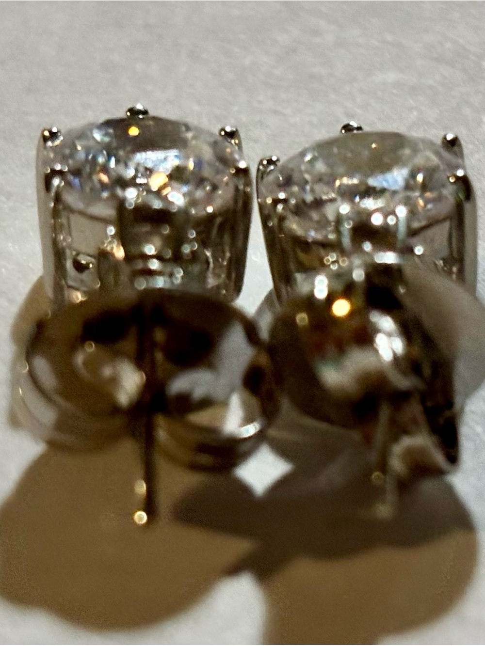 Clear Crystal Round Drop Stud Earrings in Silver-Tone - Picture 13 of 13